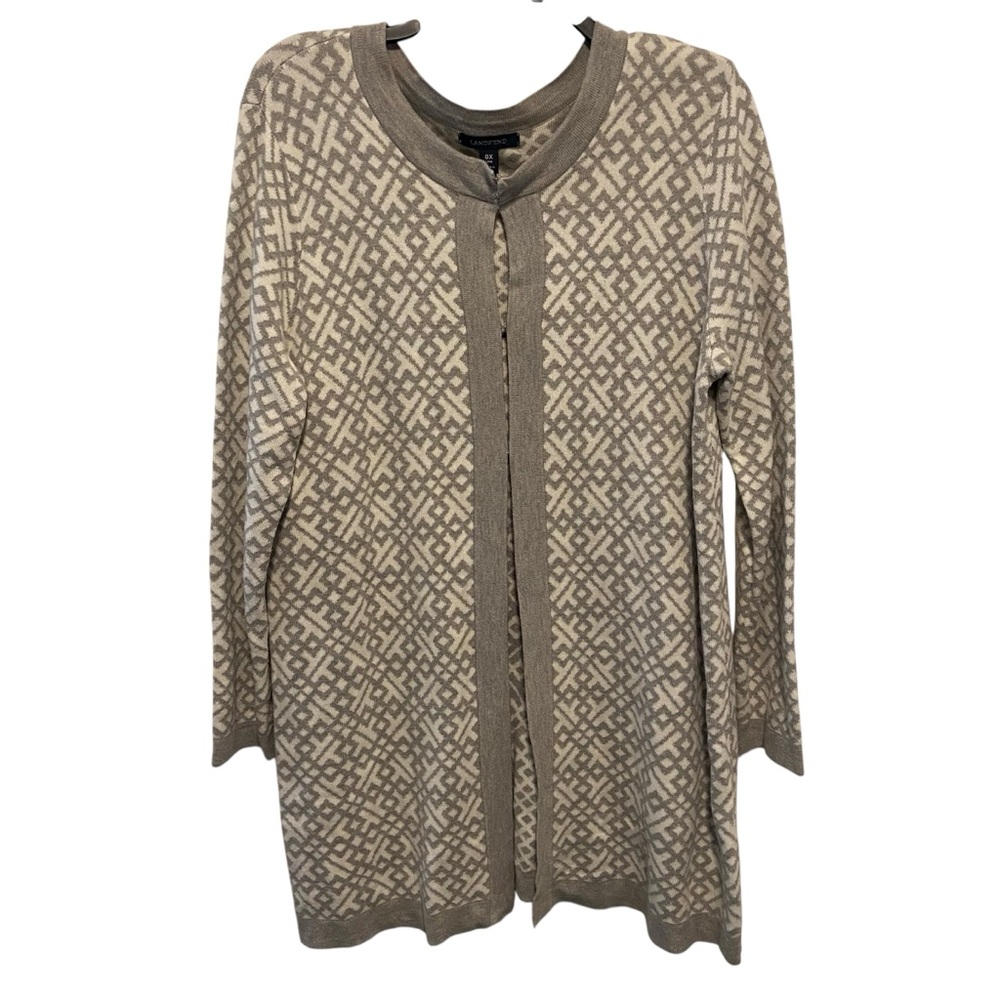 Loft Women’s Cardigan Size 14W Geometric Print Nordic Holiday Comfort